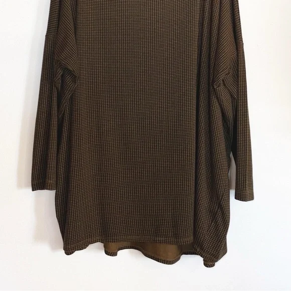 Bryn Walker Houndstooth Plaid Tunic Brown & Black Womens size L - Picture 4 of 10